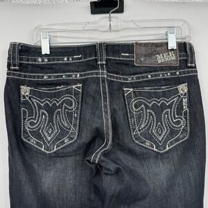 MEK Denim Size 27x28‎ Edinburgh Straight Leg Womens Jeans Dark Blue Hemmed